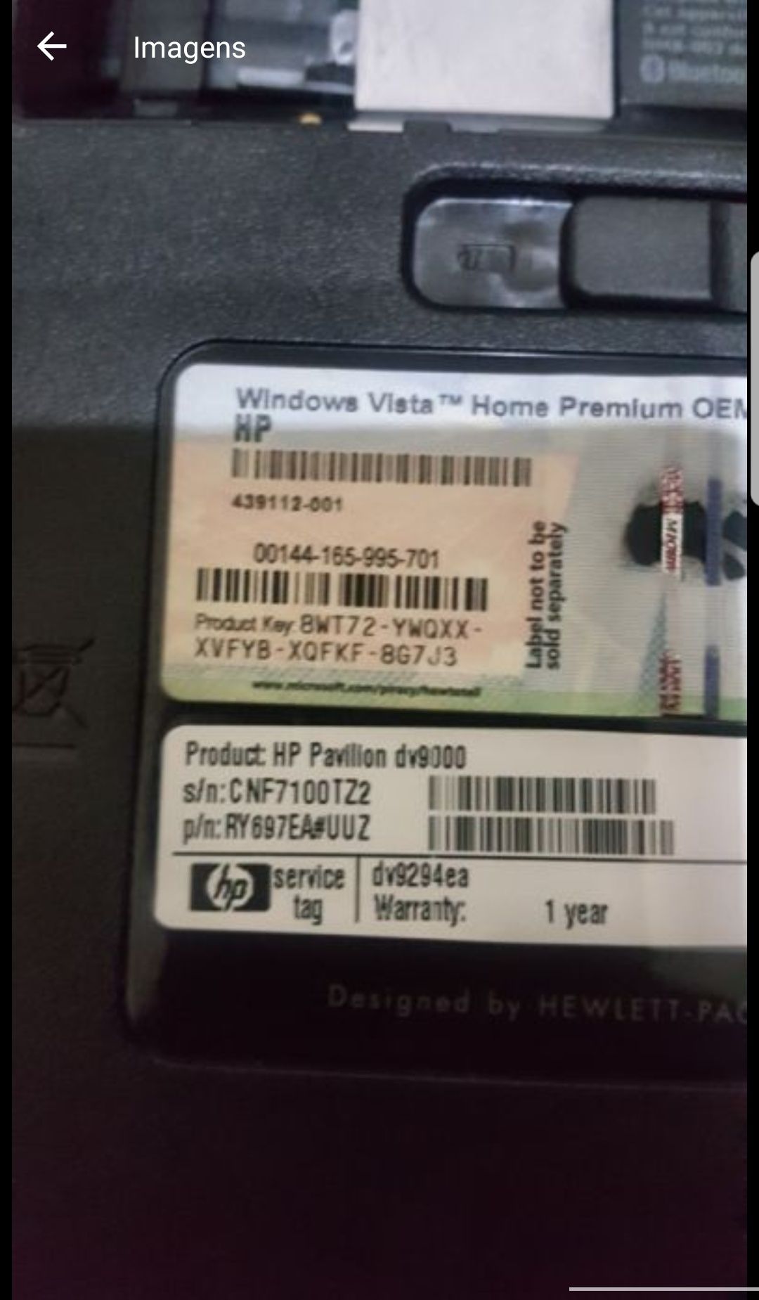 HP DV9000 para peças