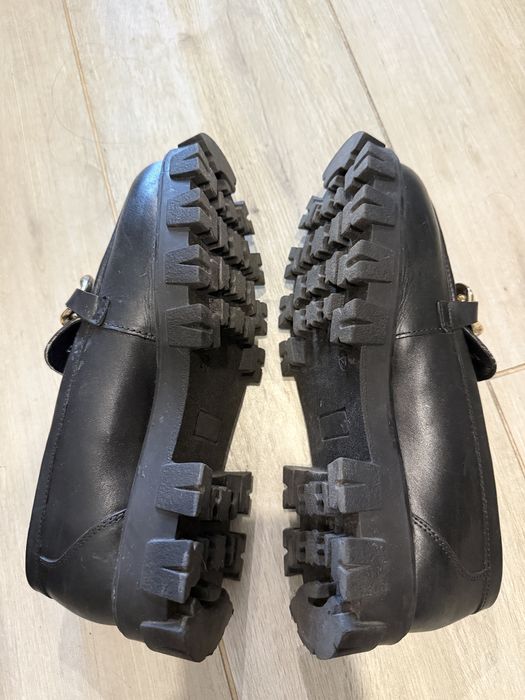 Czolenka skórzane buty mokasyny loafersy czarne 24,3cm rozmiar 37