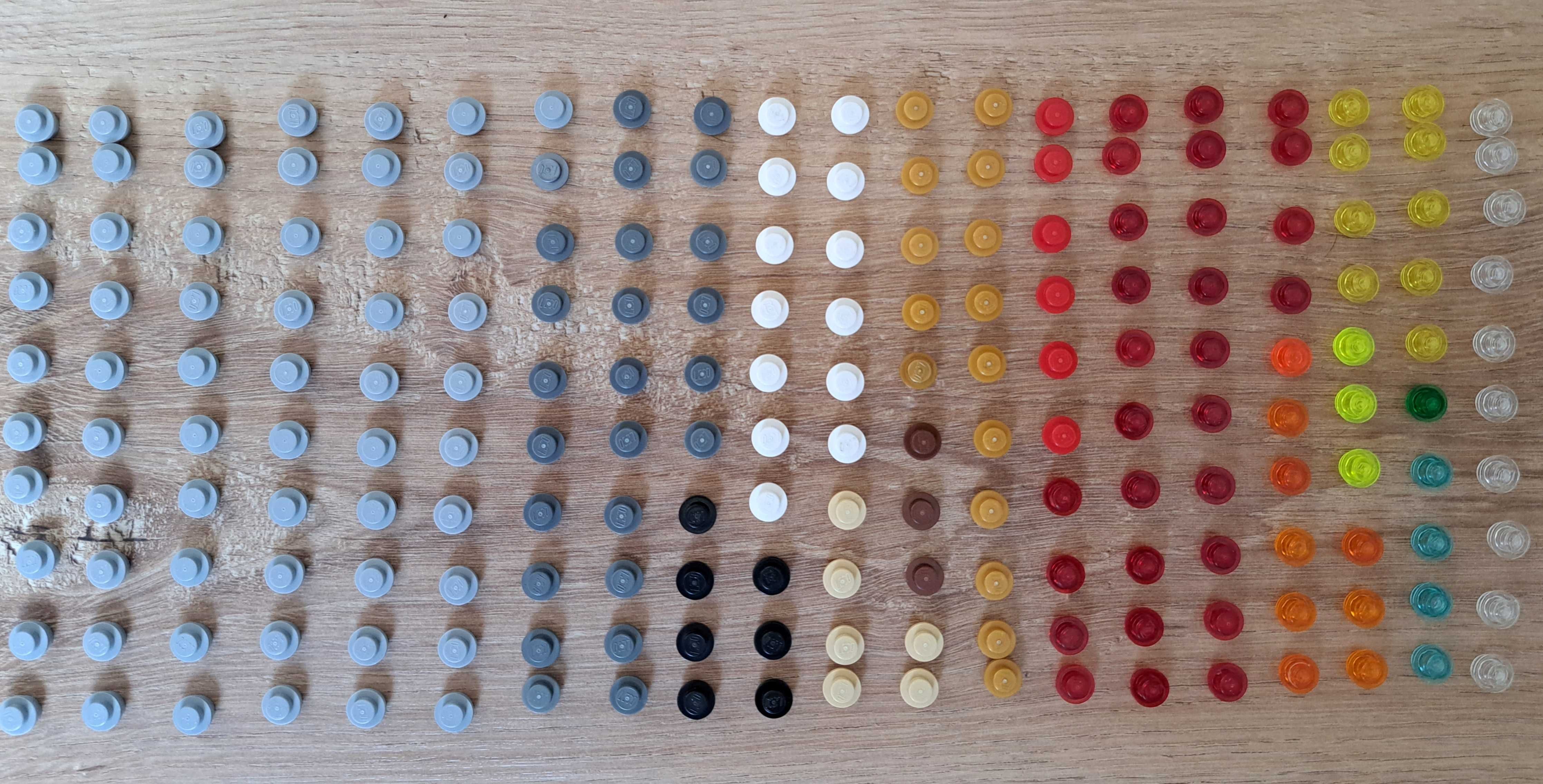 Lego klocki:  płytka okrągła 1x1 różne kolory 200 sztuk