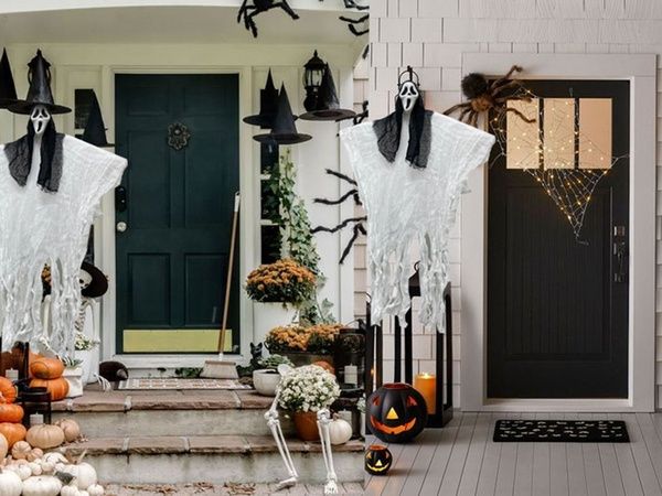 Dekoracja halloween wisząca ozdoba duch maska krzyk szkielet zjawa 90