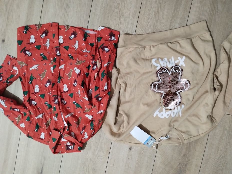 Zestaw świąteczny koszula święta Mikołaj bluza ciastek piernik 128