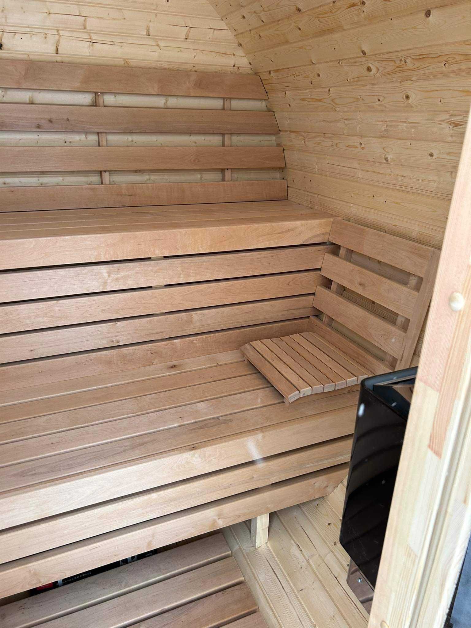 Sauna Beczka 200cm Panoramiczna Bania Ruska Przeszklona Sauna Fińska