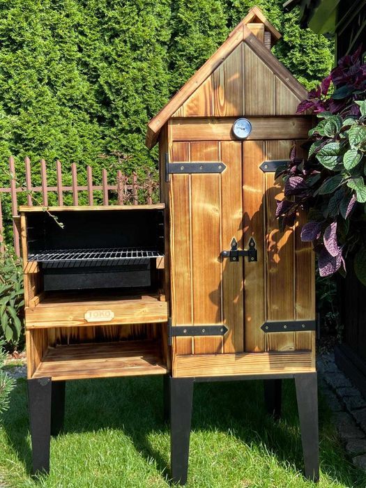 Wędzarnia Drewniana Ogrodowa z Grillem 2 w 1