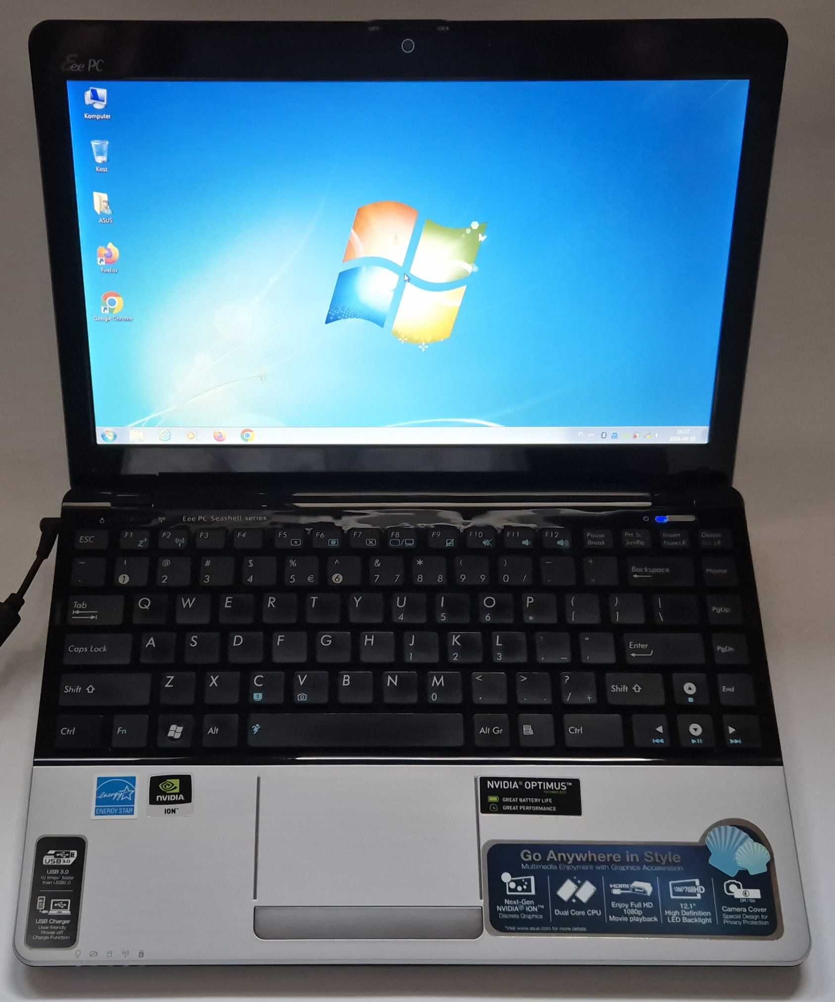 Super Notebook ASUS 12" ATOM D525 1,85GHz 3GB RAM 320GB Windows 7