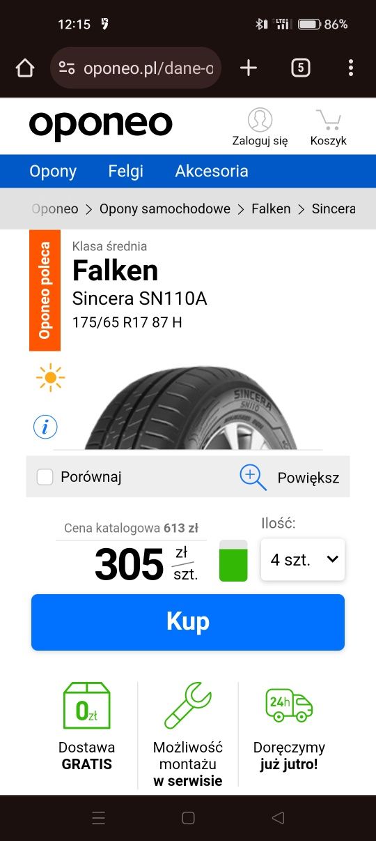 Nowe opony letnie falken 2023r. ! 175/65/17