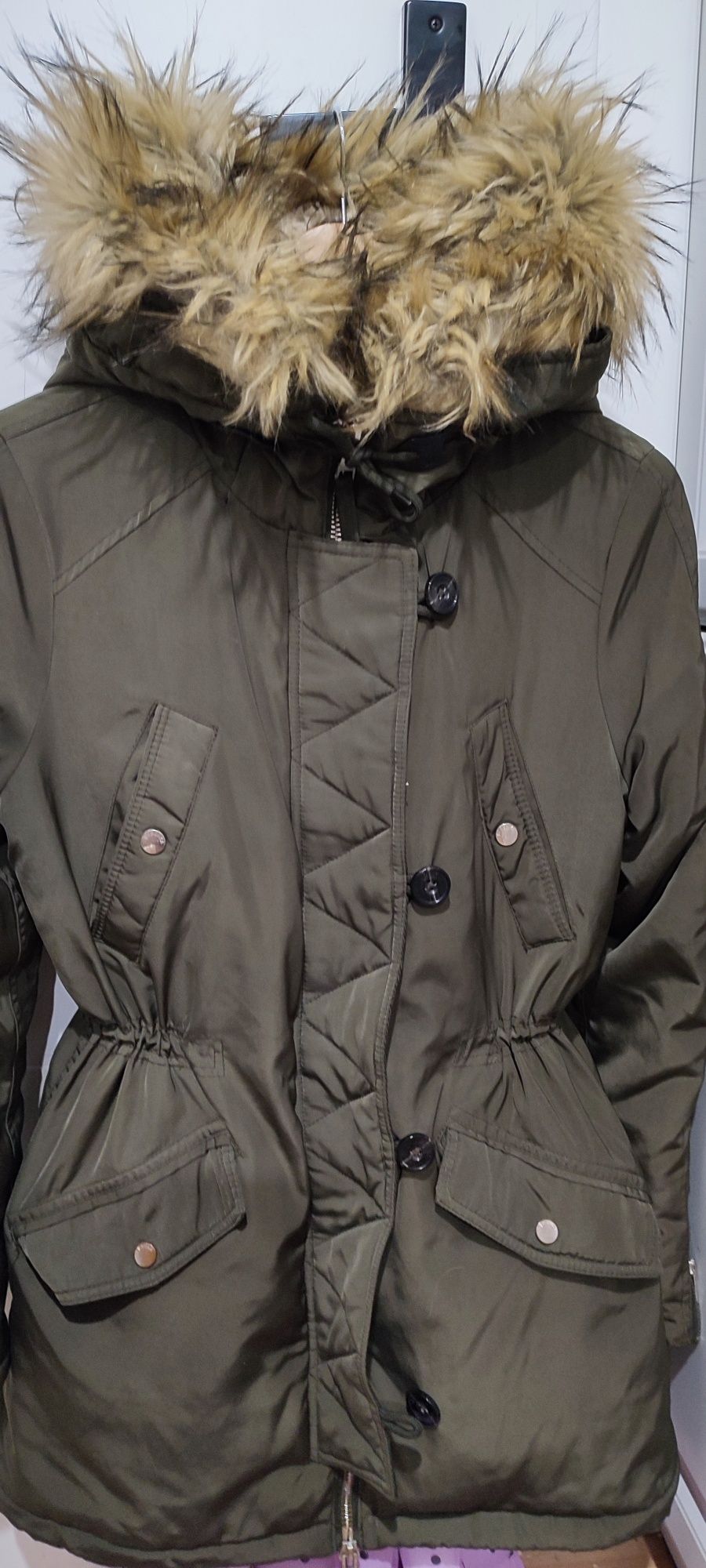 Kurtka Bershka parka 38 rozm. M oliwka khaki