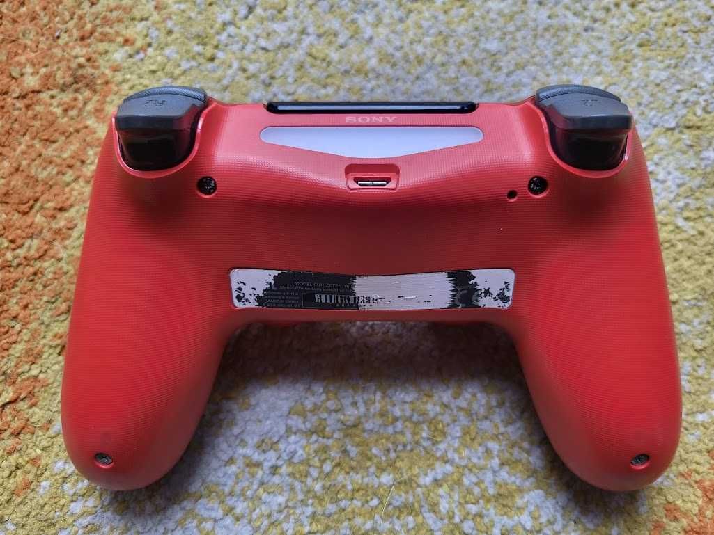 Oryginalny Pad PS4 Czerwony Przezroczysty Crystal Red - Stan BDB