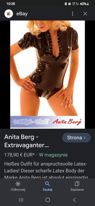 Body xs 34 latex 100% czarne zamki