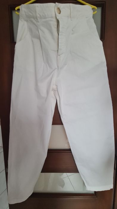 Białe spodnie barel Zara rozm 38
