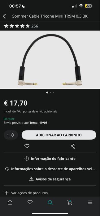 Conjunto de 10 Patch Cables para Pedalboard