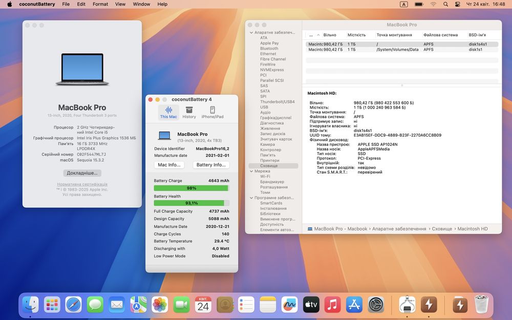 MacBook Pro 2020 | i5/16/1tb | АКБ 93%