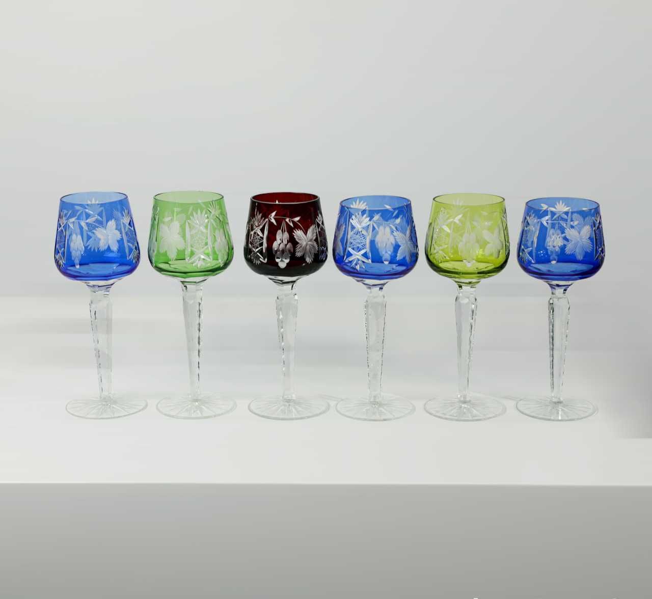 6 magníficos copos de cristal coloridos