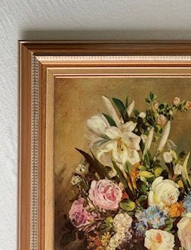 Quadro floral. Reprodução de óleo s/tela cores suaves