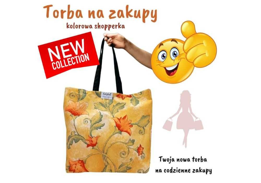 Torba na zakupy bawełniana shopperka kolorowa siatka