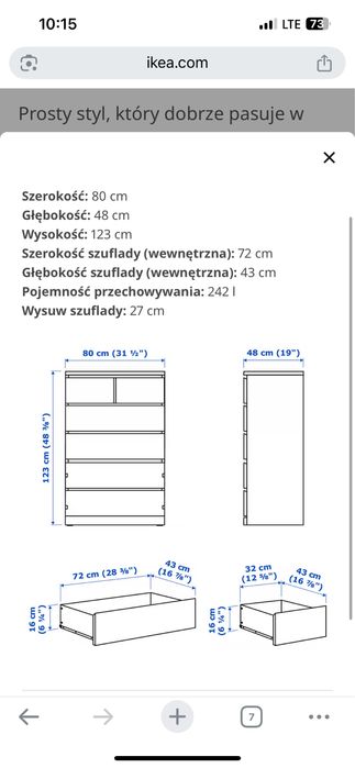 Sprzedam białą komodę MALM