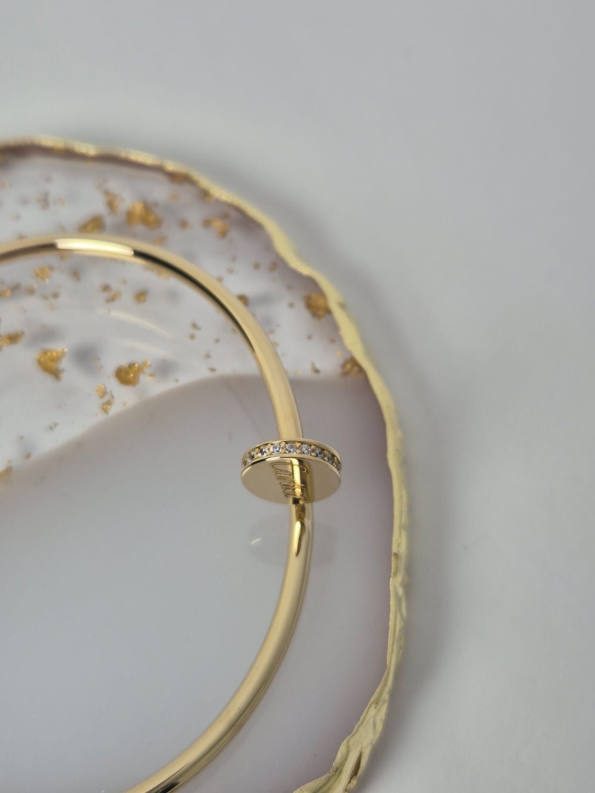 Nowa złota bransoletka typu Cartier,bangle, gwóźdź, cyrkonie, 585