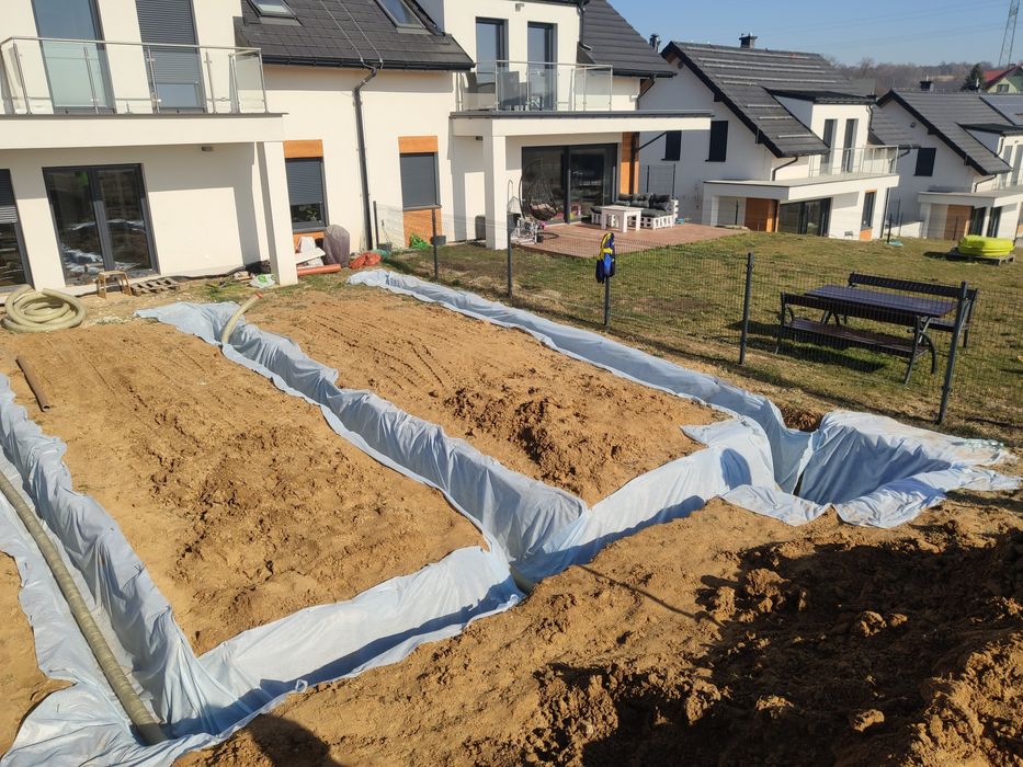 Drenaż , odwodnienie, ocieplanie fundamentów, studnia chłonna, drenaże