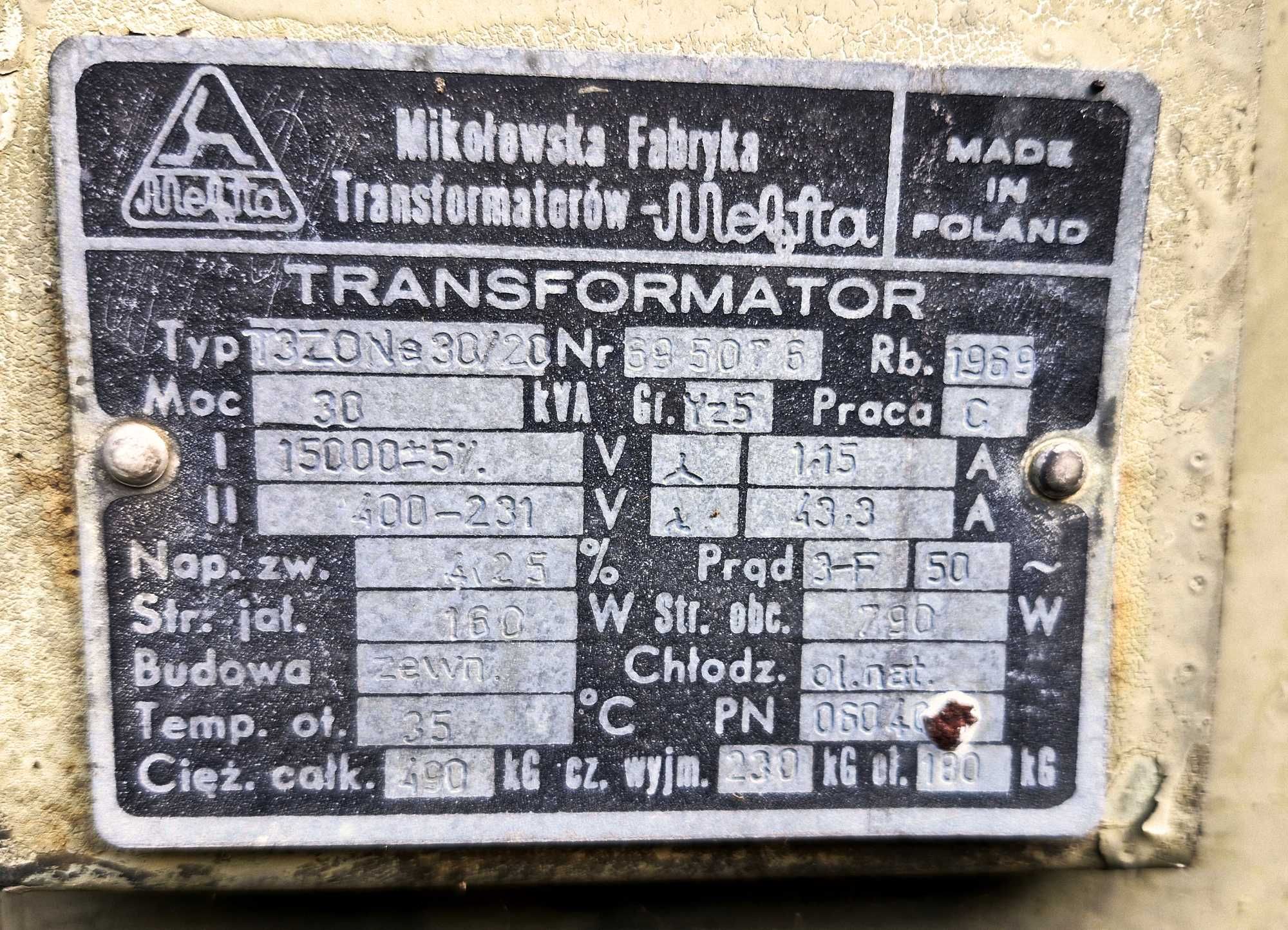 Transformator olejowy energetyczny 30 kVA