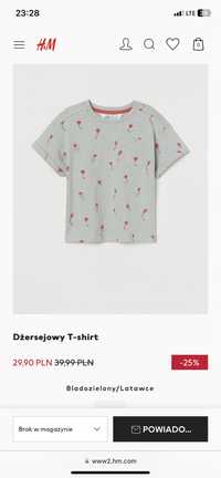 Koszulka, dżersejowy t-shirt, H&M, rozmiar 98/104