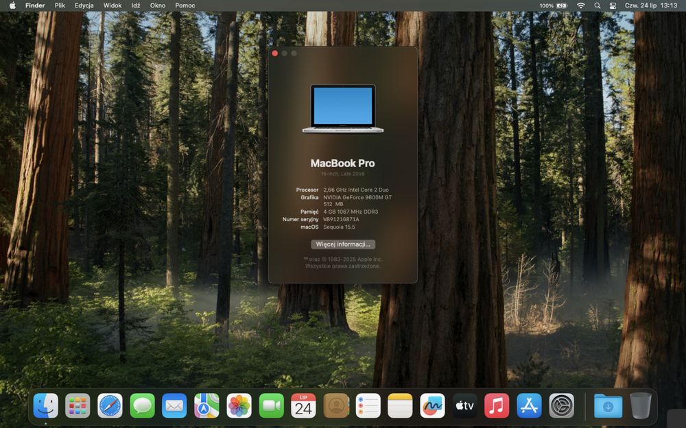Laptop Apple MacBook PRO 15"! Najnowszy MacOS 15 Sequoia! DOWÓZ!!