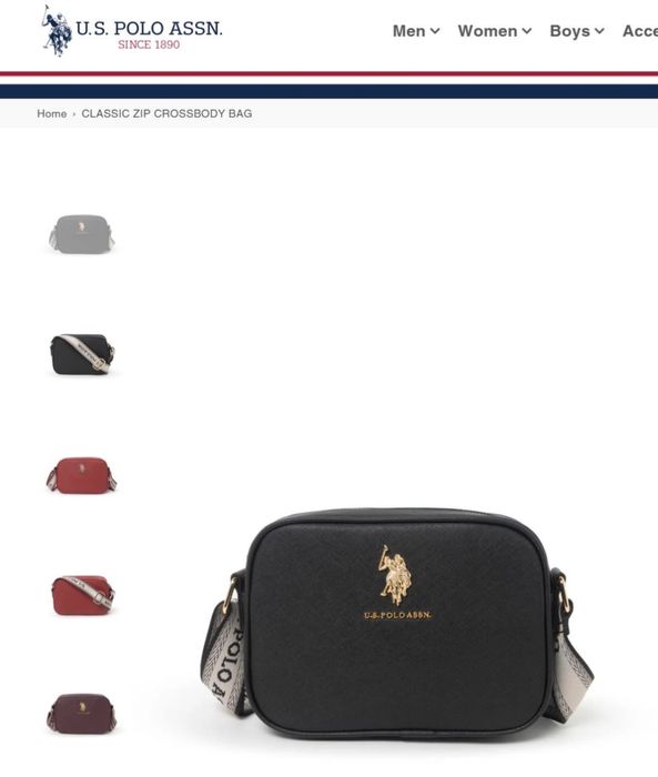 Жіноча сумка кросбоді чорна довга прямокутна us polo assn оригінал