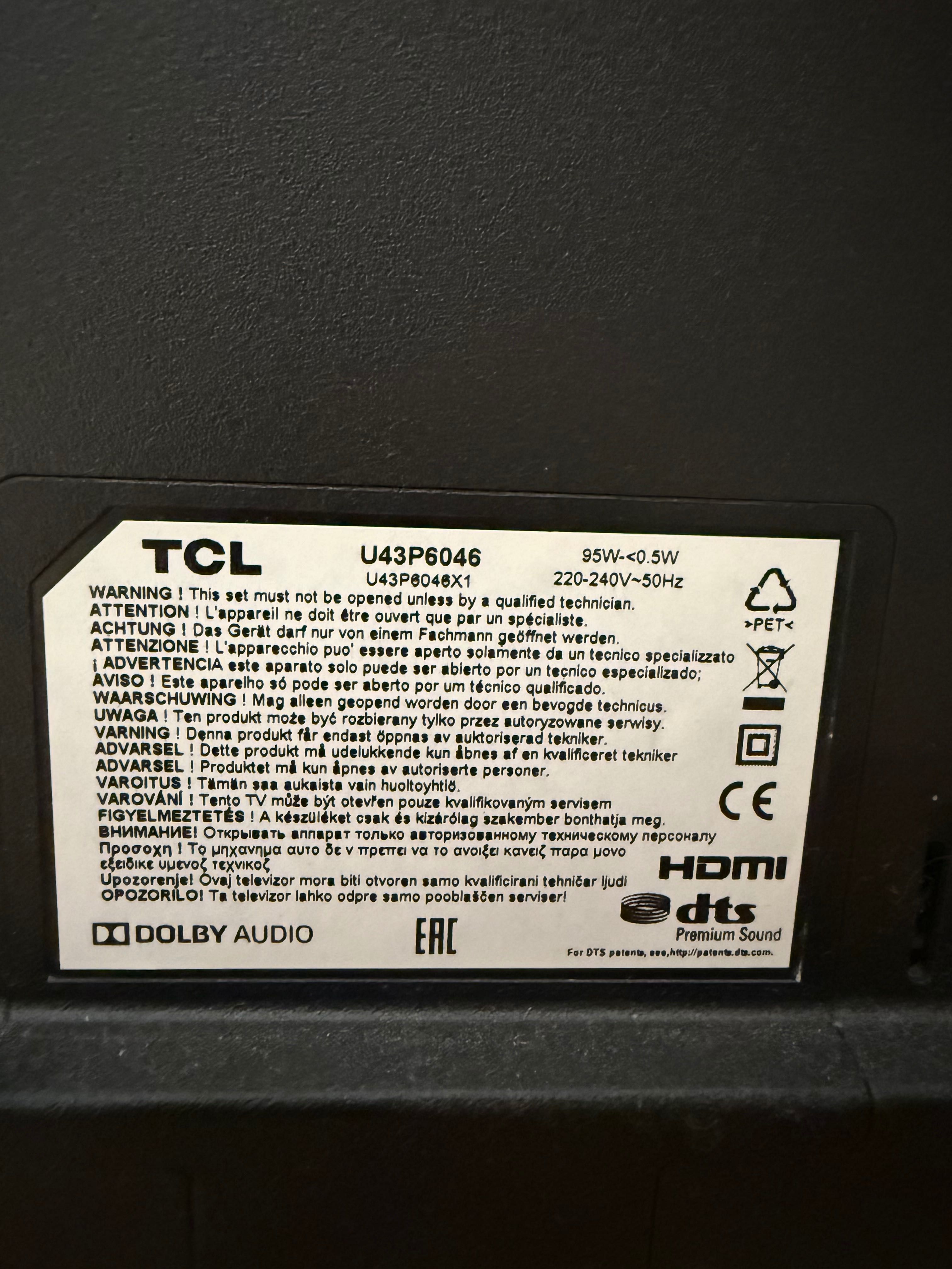 Продам телевізор TCL 43
