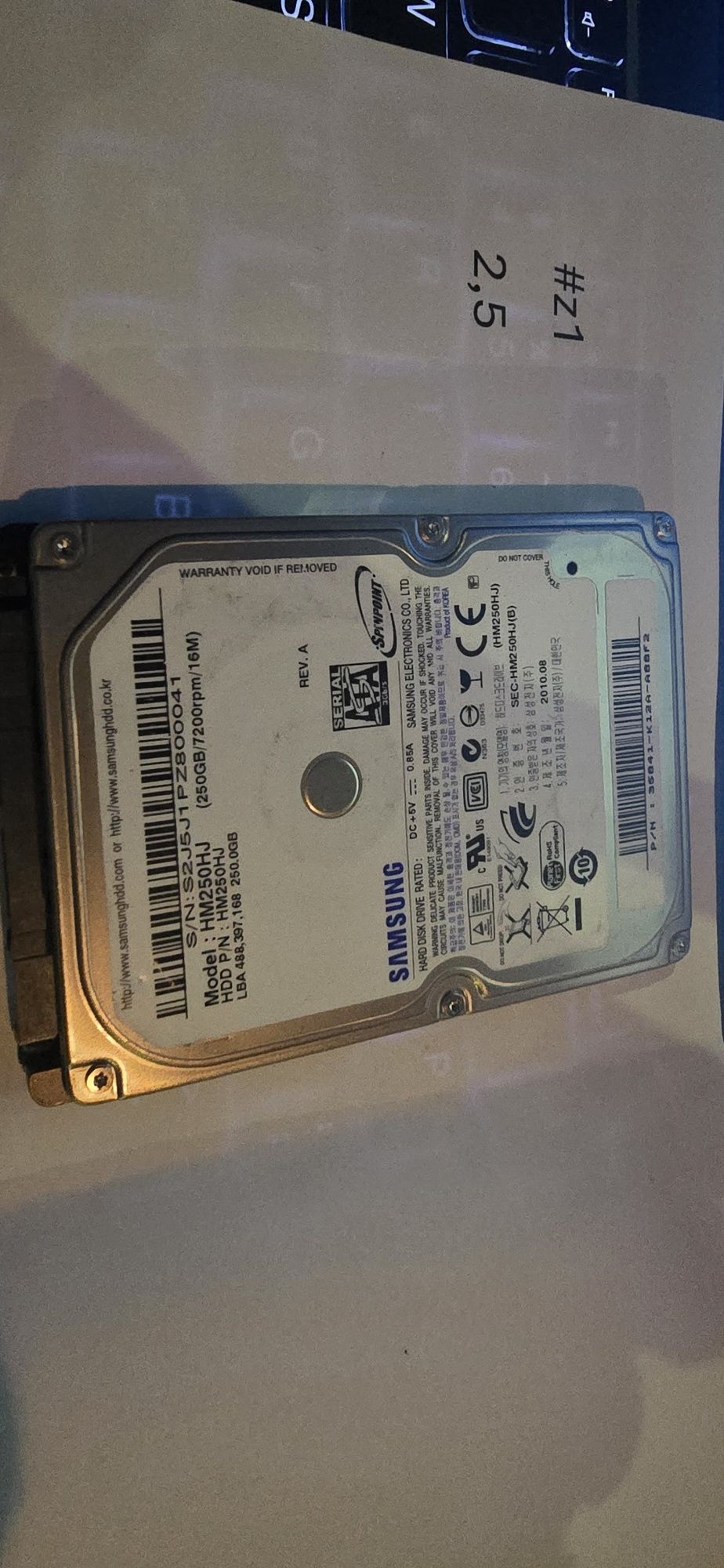 Dysk twardy 250gb 2.5 sprawny #z1