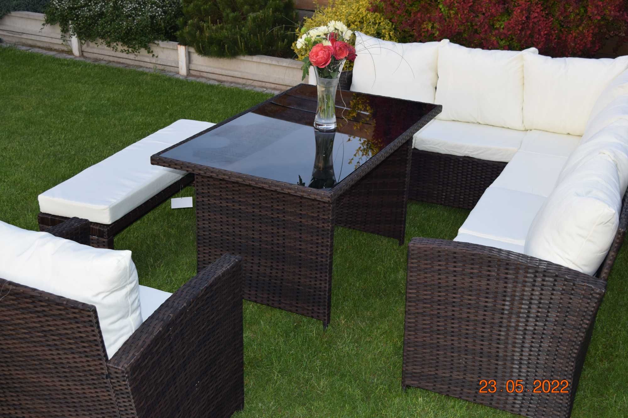 zestaw mebli ogrodowych BARCELONA brąz fotel stół