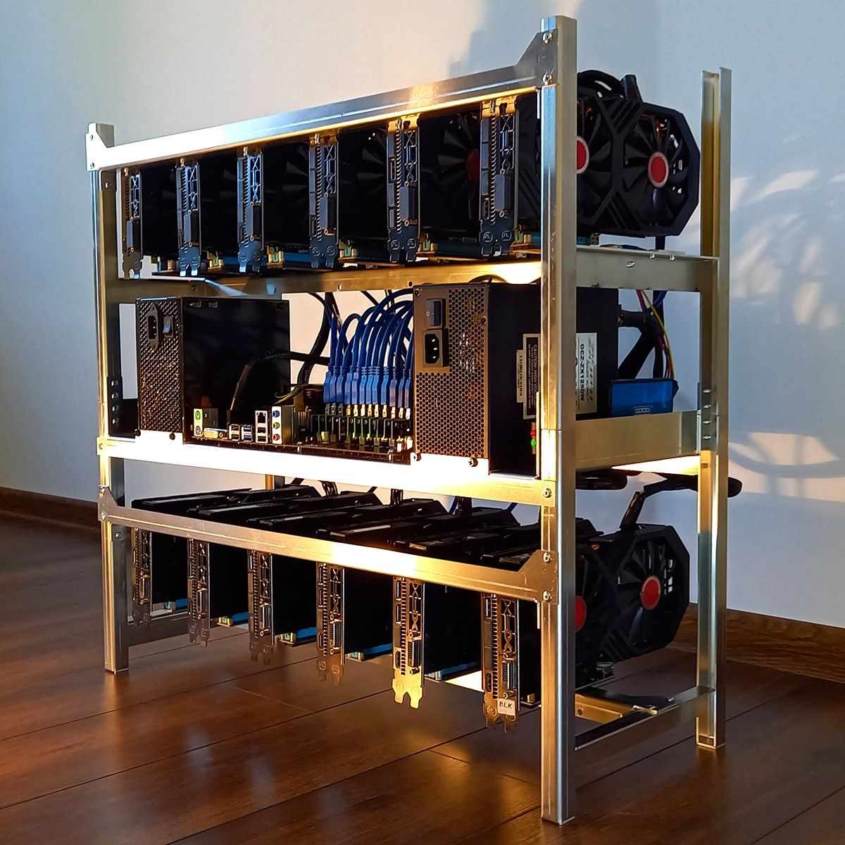 Obudowa koparki 14x GPU 2x PSU - BITCOIN ETH ZEC