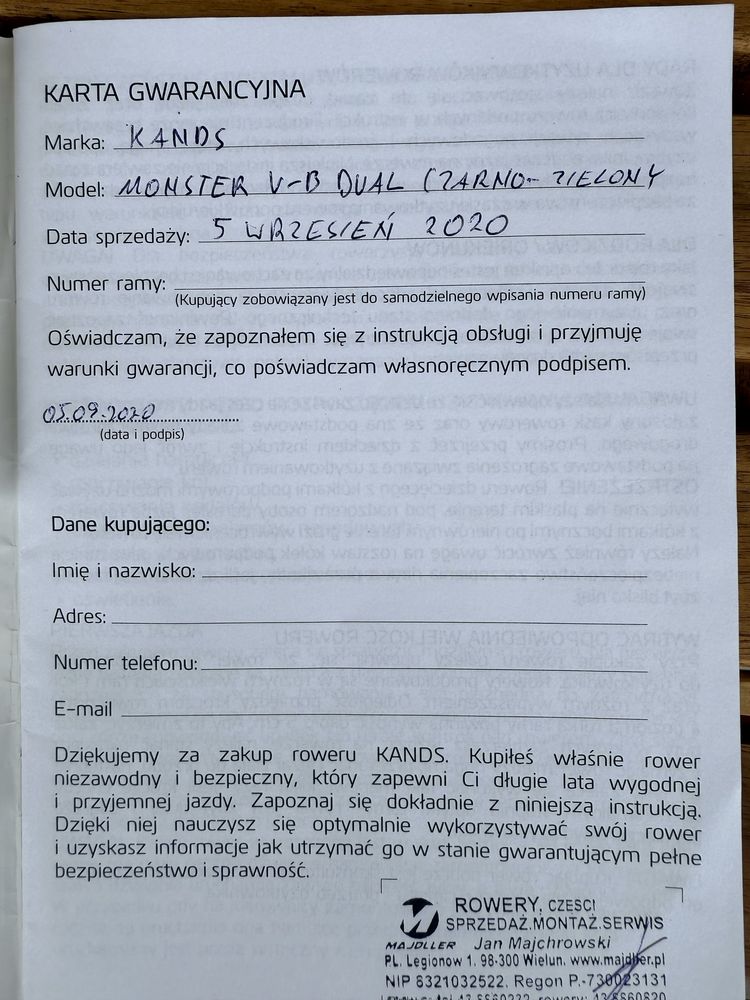 Rower górski marki KANDS 26 cali