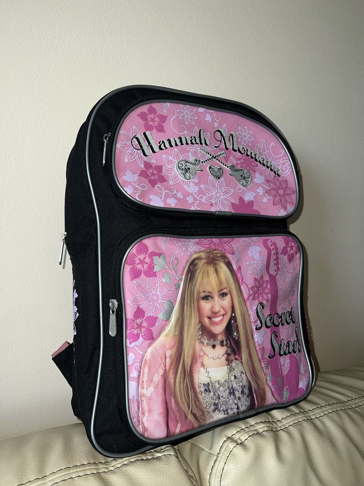 NOWY plecak szkolny z hannah montana czarny różowy dziewczęcy