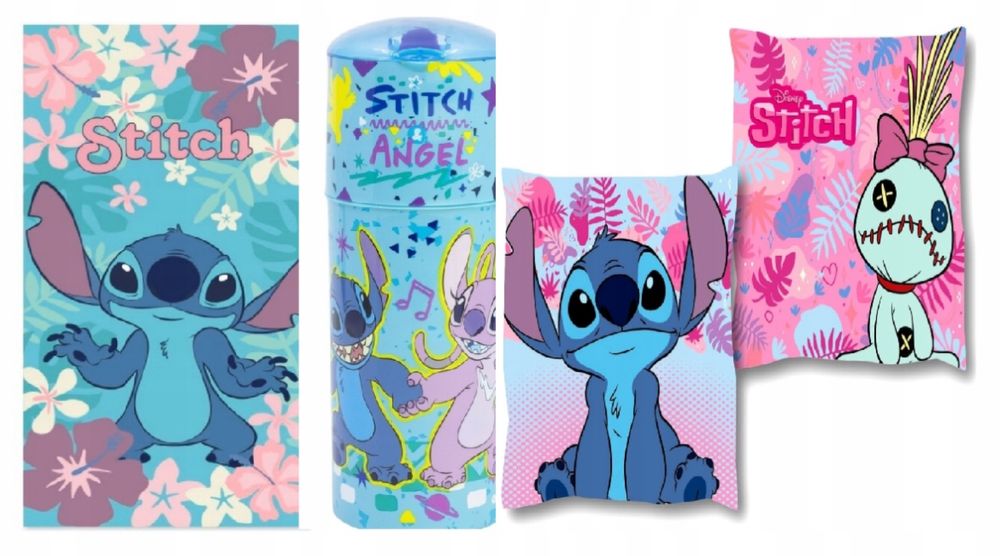 Zestaw Stitch Poduszka Bidon Ręcznik