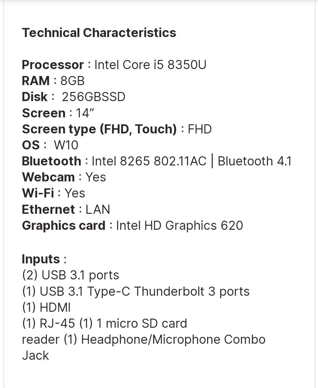 Lenovo T480s 256gb