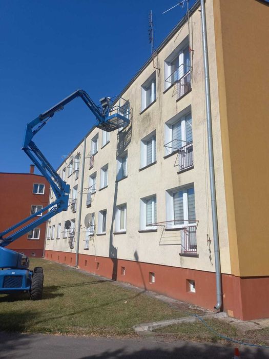 Mycie elewacji, wycinka drzew, usługi podnośnikiem koszowym 22m i 16m