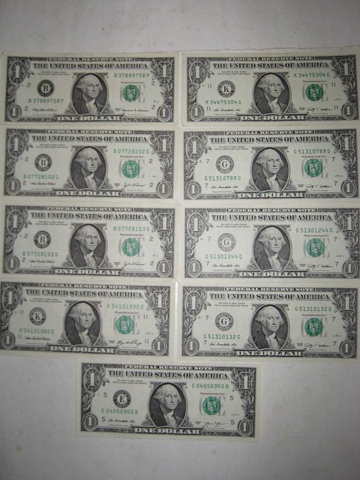 Купюра один доллар 1 США 1995 2003 2009 2013 год выпуска