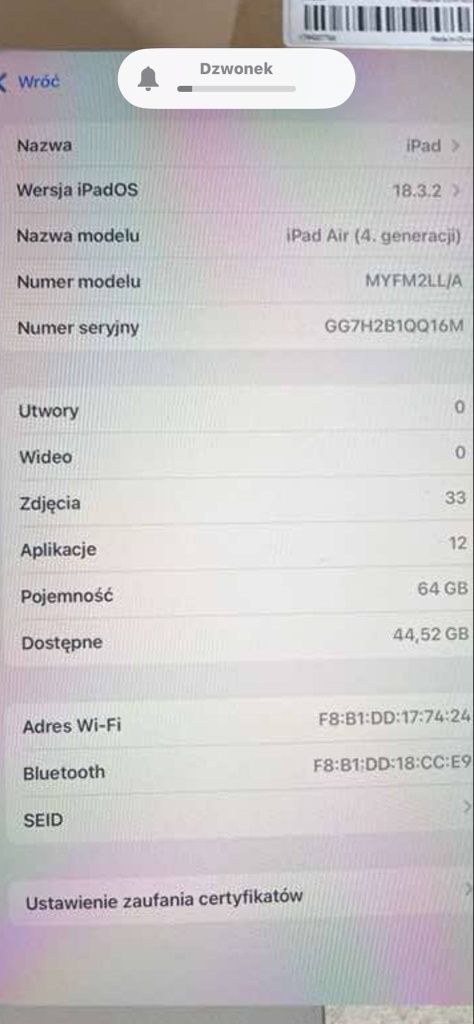 Tablet iPad 4 air 64gb 10.9 cala