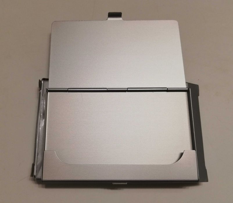 Elegancki wizytownik z aluminium+nóż do otwierania listów, kopert NOWY