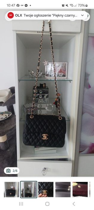 Świetna czarna nowa torebka zloty łańcuszek