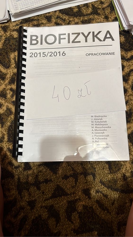 Sprzedam opracowania z biofizyki