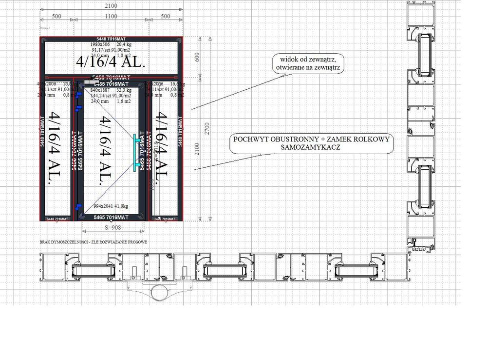Okna, Drzwi, Witryny - Indywidualna oferta wg zapytania Zimne/Ciepłe