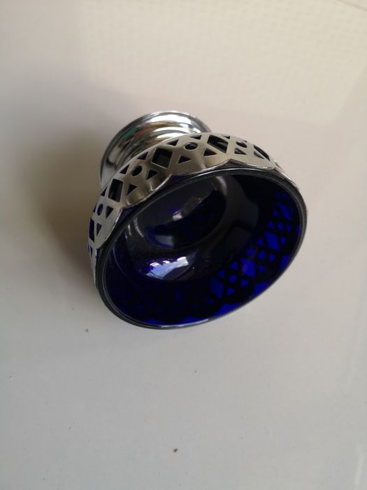 cukiernica kobaltowy wkład vintage PRL