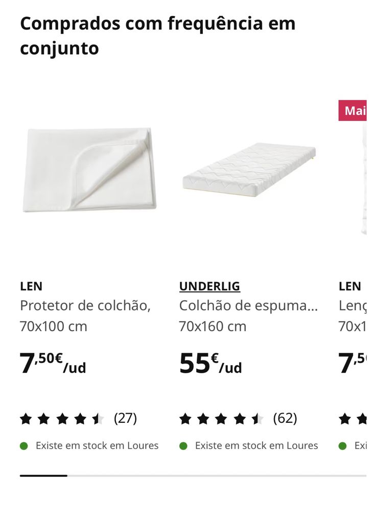 Cama criança branca, com colchao e protetor de colchao