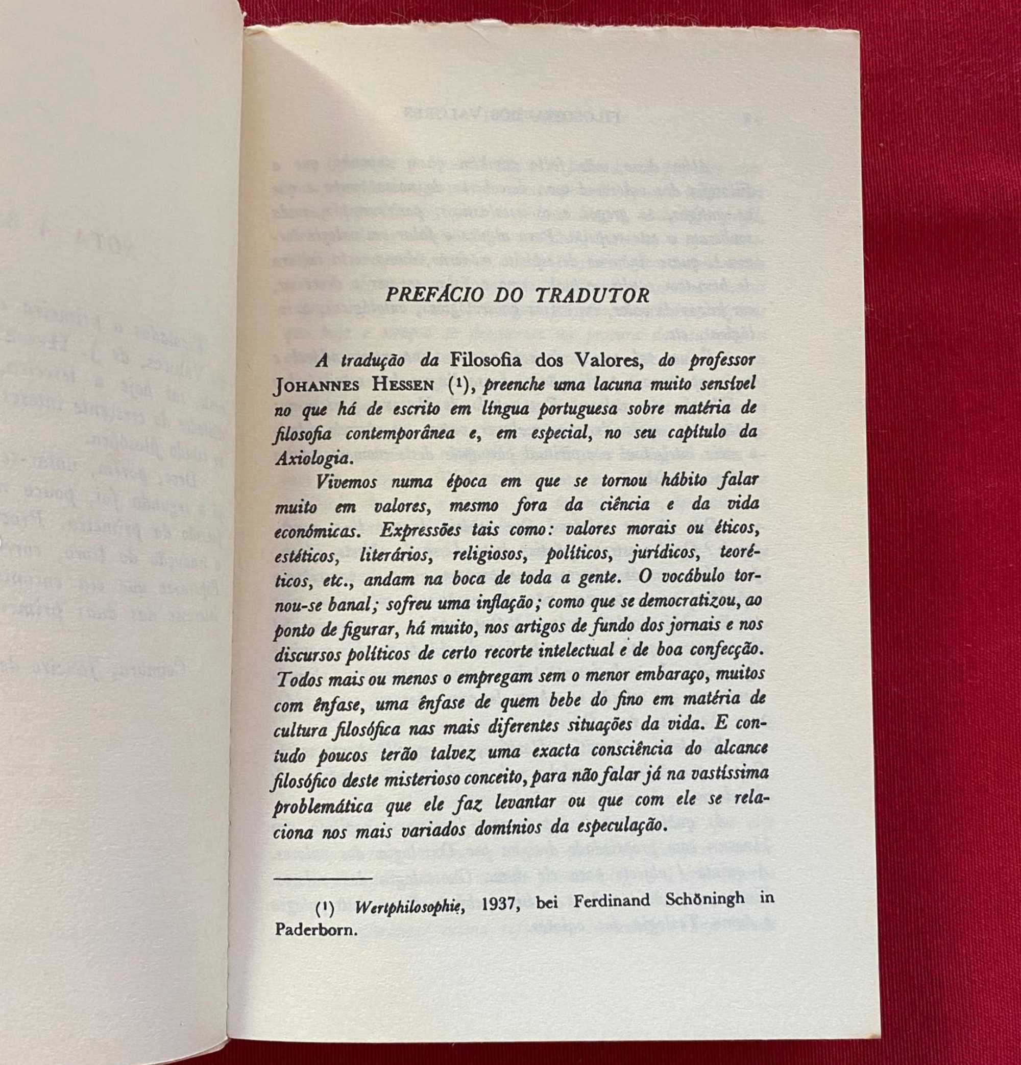 Filosofia dos Valores Autor: Johannes Hessen