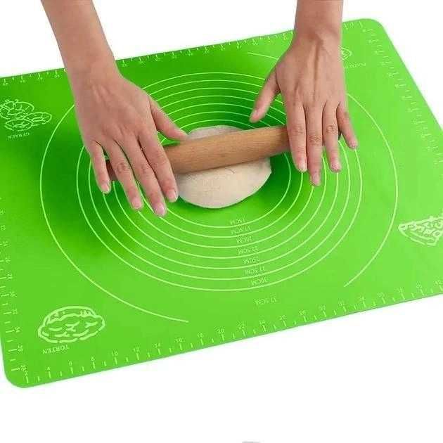 Силиконовый коврик для раскатки теста 43х35 см, зеленый