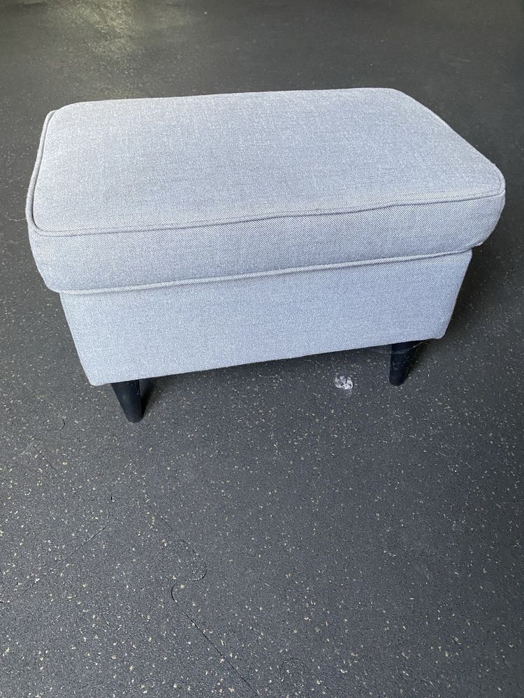 STRANDMON Sofa 3-osobowa, Nordvalla ciemnoszary, IKEA, + podnóżek