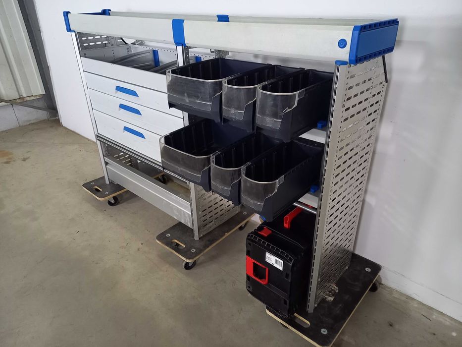 Regały do busa szafki półki zabudowa serwisowa warsztat ZESTAW SORTIMO