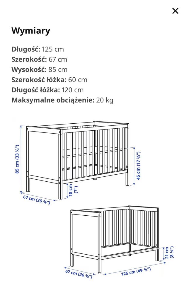 Łóżeczko Ikea Sundvik