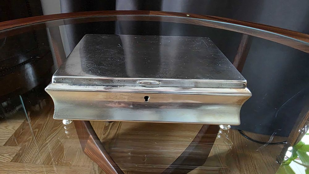 Posrebrzana szkatułka WMF Ikora,Lata 30