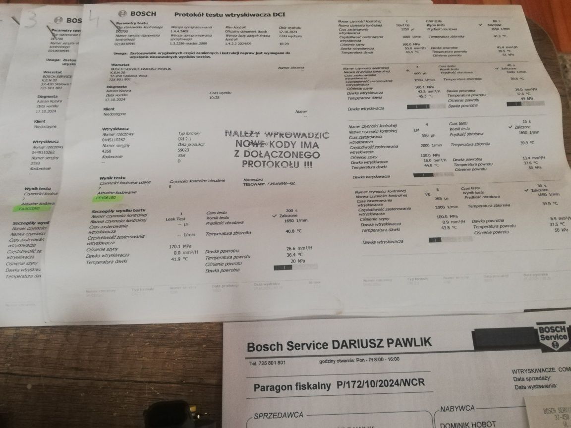 Wtryskiwacze Bosch  Toyoty Yaris 1,4 Disel Common Rail