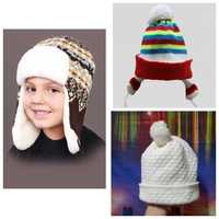 Детская зимняя шапка с ушами ушанка вязаная теплая шапочка шляпа
